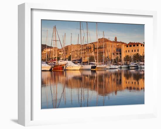 France, Corsica, Corse-Du-Sud Department, Propriano, Town Marina, Sunset-Walter Bibikow-Framed Photographic Print