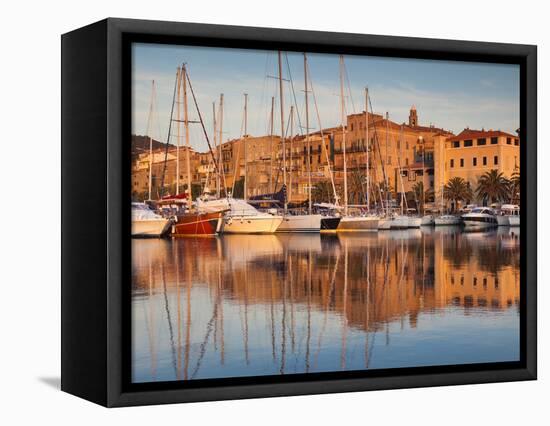 France, Corsica, Corse-Du-Sud Department, Propriano, Town Marina, Sunset-Walter Bibikow-Framed Stretched Canvas