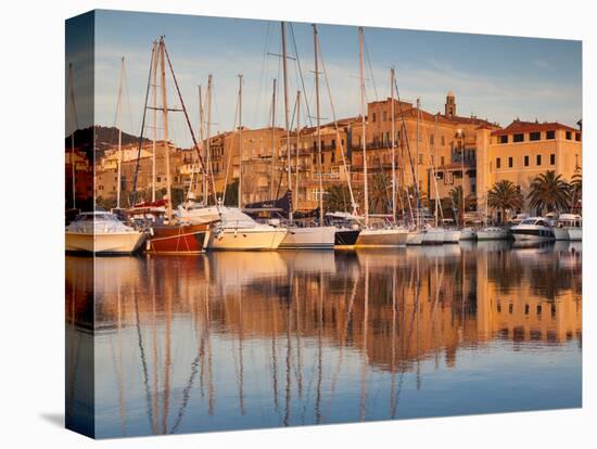 France, Corsica, Corse-Du-Sud Department, Propriano, Town Marina, Sunset-Walter Bibikow-Stretched Canvas