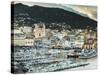 France, Corsica, Haute-Corse Department, Le Cap Corse, Bastia, Elevated View of the Old Port, Dusk-Walter Bibikow-Stretched Canvas