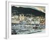 France, Corsica, Haute-Corse Department, Le Cap Corse, Bastia, Elevated View of the Old Port, Dusk-Walter Bibikow-Framed Photographic Print