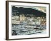 France, Corsica, Haute-Corse Department, Le Cap Corse, Bastia, Elevated View of the Old Port, Dusk-Walter Bibikow-Framed Photographic Print