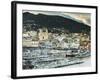 France, Corsica, Haute-Corse Department, Le Cap Corse, Bastia, Elevated View of the Old Port, Dusk-Walter Bibikow-Framed Photographic Print