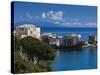 France, Corsica, Haute-Corse Department, Le Cap Corse, Erbalunga, Elevated Town View-Walter Bibikow-Stretched Canvas