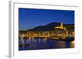 France, Cote D'Azur, Menton, Harbour, Evening-Chris Seba-Framed Photographic Print