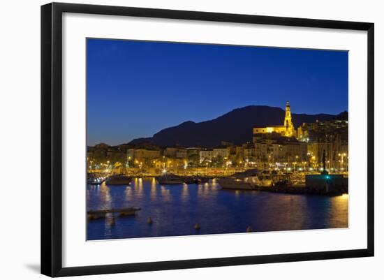 France, Cote D'Azur, Menton, Harbour, Evening-Chris Seba-Framed Photographic Print