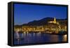 France, Cote D'Azur, Menton, Harbour, Evening-Chris Seba-Framed Stretched Canvas