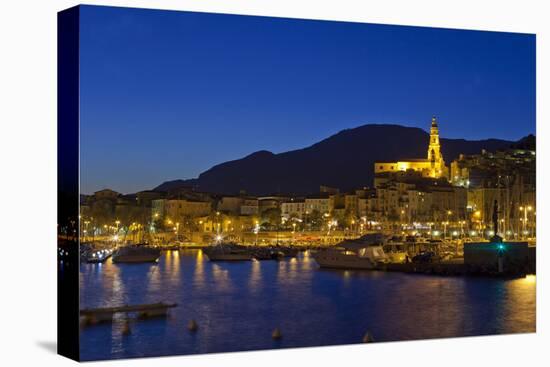 France, Cote D'Azur, Menton, Harbour, Evening-Chris Seba-Stretched Canvas