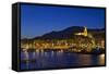 France, Cote D'Azur, Menton, Harbour, Evening-Chris Seba-Framed Stretched Canvas