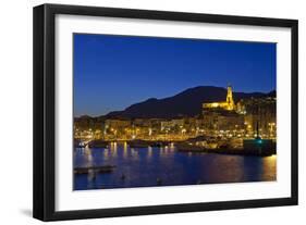 France, Cote D'Azur, Menton, Harbour, Evening-Chris Seba-Framed Photographic Print