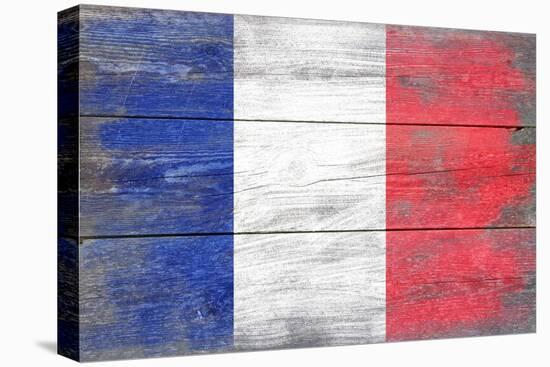 France Country Flag - Barnwood Painting-Lantern Press-Stretched Canvas