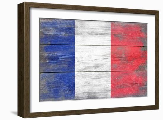 France Country Flag - Barnwood Painting-Lantern Press-Framed Art Print