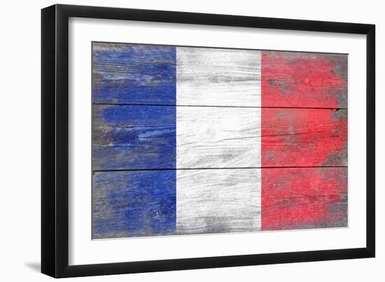 France Country Flag - Barnwood Painting-Lantern Press-Framed Art Print