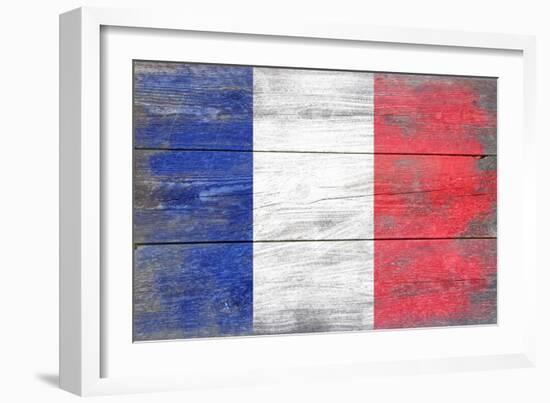 France Country Flag - Barnwood Painting-Lantern Press-Framed Art Print