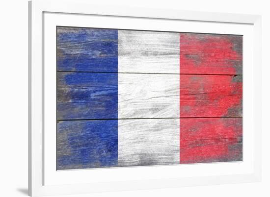 France Country Flag - Barnwood Painting-Lantern Press-Framed Premium Giclee Print