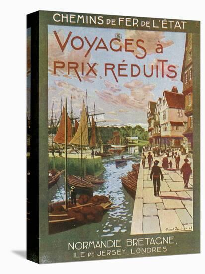 France - Docked Ships, Trips to Normandy, Brittany, Isle of Jersey, London, State Railways, c.1920-Lantern Press-Stretched Canvas