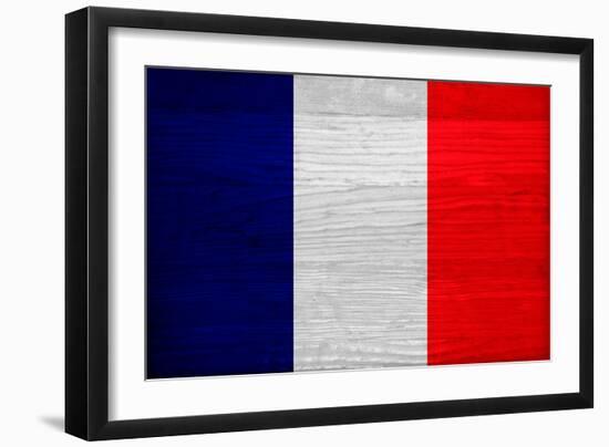 France Flag Design with Wood Patterning - Flags of the World Series-Philippe Hugonnard-Framed Art Print