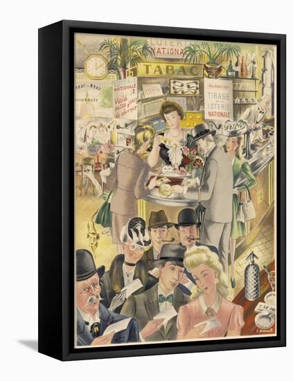 France French People Buying Tickets for the Loterie Nationale-null-Framed Stretched Canvas