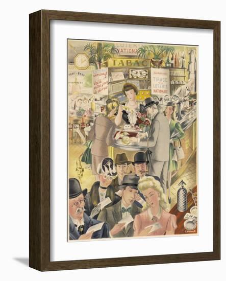 France French People Buying Tickets for the Loterie Nationale-null-Framed Art Print
