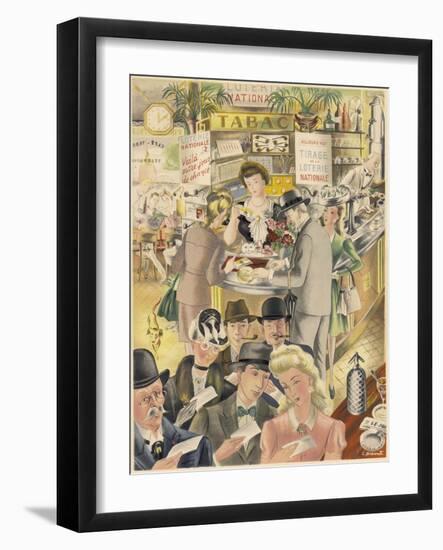 France French People Buying Tickets for the Loterie Nationale-null-Framed Art Print