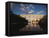 France, Gard, Languedoc, Pont Du Gard Bridge and River Gardon-David Barnes-Framed Stretched Canvas