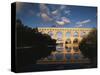 France, Gard, Languedoc, Pont Du Gard Bridge and River Gardon-David Barnes-Stretched Canvas