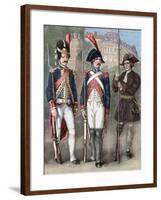 France. Guard of National Convention (Center), French Grenadier Guard (Left) and Crippled (Right).-Tarker-Framed Giclee Print