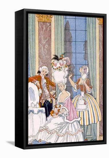 France in the 18th Century, from 'The Art of Perfume', Pub. 1912 (Pochoir Print)-Georges Barbier-Framed Stretched Canvas