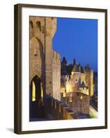 France, Languedoc, Carcassonne, Walled City at Night-Shaun Egan-Framed Photographic Print