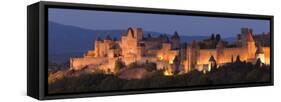 France, Languedoc-Rousillon, Carcassonne; the Fortifications of Carcassonne at Dusk-Katie Garrod-Framed Stretched Canvas