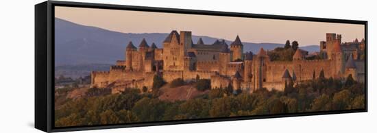 France, Languedoc-Rousillon, Carcassonne; the Fortifications of Carcassonne at Dusk-Katie Garrod-Framed Stretched Canvas