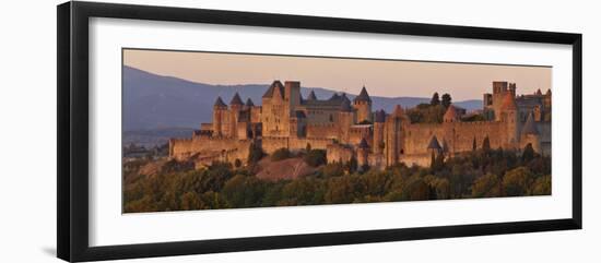 France, Languedoc-Rousillon, Carcassonne; the Fortifications of Carcassonne at Dusk-Katie Garrod-Framed Photographic Print