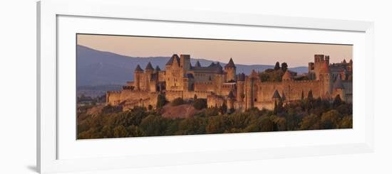 France, Languedoc-Rousillon, Carcassonne; the Fortifications of Carcassonne at Dusk-Katie Garrod-Framed Photographic Print