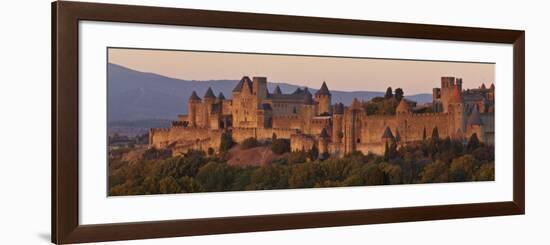 France, Languedoc-Rousillon, Carcassonne; the Fortifications of Carcassonne at Dusk-Katie Garrod-Framed Photographic Print