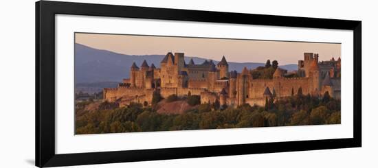 France, Languedoc-Rousillon, Carcassonne; the Fortifications of Carcassonne at Dusk-Katie Garrod-Framed Photographic Print