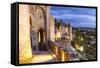 France, Languedoc-Roussillon, Aude, Carcassonne. Walls and Towers of the Old Town at Dusk-Matteo Colombo-Framed Stretched Canvas