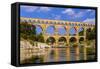 France, Languedoc-Roussillon, Gard, Vers-Pont-Du-Gard, River Gardon, Pont Du Gard-Udo Siebig-Framed Stretched Canvas