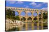 France, Languedoc-Roussillon, Gard, Vers-Pont-Du-Gard, River Gardon, Pont Du Gard-Udo Siebig-Stretched Canvas