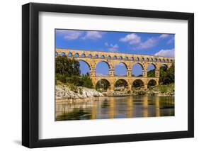 France, Languedoc-Roussillon, Gard, Vers-Pont-Du-Gard, River Gardon, Pont Du Gard-Udo Siebig-Framed Photographic Print