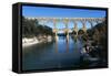 France, Languedoc-Roussillon, Nimes, Roman Aqueduct Pont Du Gard-null-Framed Stretched Canvas