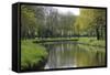 France, Loire. Canal Winding Through Spring Trees and Foliage-Kevin Oke-Framed Stretched Canvas