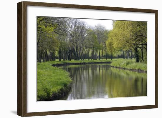 France, Loire. Canal Winding Through Spring Trees and Foliage-Kevin Oke-Framed Photographic Print