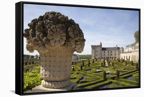 France, Loire Valley, Villandry Castle,  The Gardens Ornaments, Second Salon, Stone Statue-Samuel Magal-Framed Stretched Canvas
