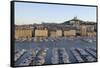 France, Marseille. Vieux Port with Basilique Notre Dame De La Garde-Kevin Oke-Framed Stretched Canvas