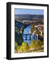 France, Midi-Pyrenees Region, Lot Department, Cahors, Pont Valentre, Midieval Bridge, Lot River-Walter Bibikow-Framed Photographic Print