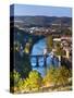 France, Midi-Pyrenees Region, Lot Department, Cahors, Pont Valentre, Midieval Bridge, Lot River-Walter Bibikow-Stretched Canvas