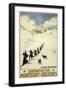 France - Monks Skiing atop the Great St. Bernard Pass Railroad Poster-Lantern Press-Framed Art Print