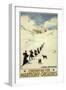 France - Monks Skiing atop the Great St. Bernard Pass Railroad Poster-Lantern Press-Framed Art Print