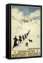 France - Monks Skiing atop the Great St. Bernard Pass Railroad Poster-Lantern Press-Framed Stretched Canvas