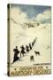 France - Monks Skiing atop the Great St. Bernard Pass Railroad Poster-Lantern Press-Stretched Canvas